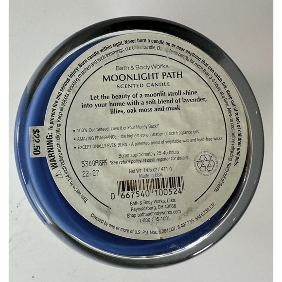 NEW! Bath & Body Works Moonlight Path Scented 3 Wick Candle Large 14.5 OZ - Picture 3 of 8